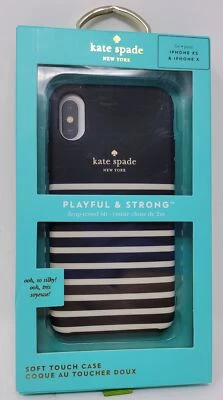 Kate Spade Protective Soft Touch Case for iPhone X / iPhone XS White/Gold Stripe - Image 1 of 3