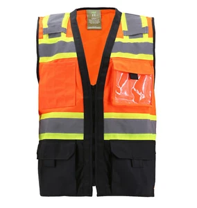 Men's Reflective Neon Safety High Visibility Zipper Class 2 Type R Work Vest - Picture 1 of 7