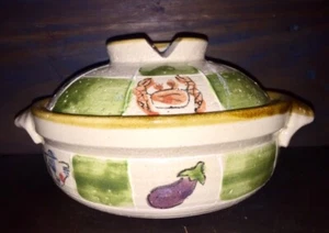 Donabe Dish with Lid Ume Crab Egg Plant Boat Succulent Plant Container Nice - Picture 1 of 12