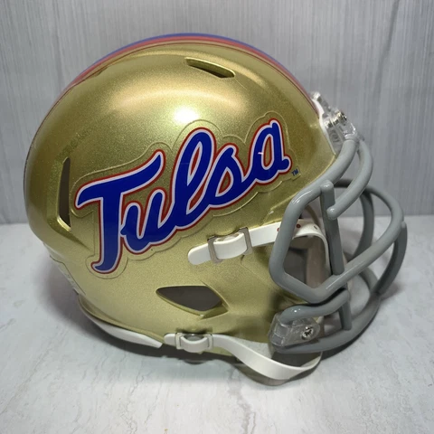 University of Tulsa Hurricanes AAC Gold/Blue/Red Mini Helmet Riddell Sports DB Cover