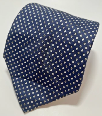 Corbata para hombre Nina Ricci 100 % seda azul marino con patrón de lunares blancos vintage Foto 1 de 4