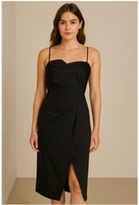 NWT ALC Black sexy spaghetti strap Bodycon Wrap Dress Whimsy  cocktail  Size 8 - Picture 1 of 7