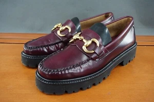 G.H. Bass Weejuns Lianna Womens 7 Red Leather Slip On Casual Lug Sole Bit Loafer - Picture 1 of 11
