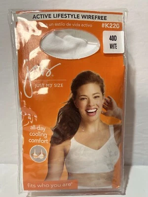 jms JUST MY SIZE Active Lifestyle Wirefree Bra WHITE #K220 Size 40D New - Image 1 of 2