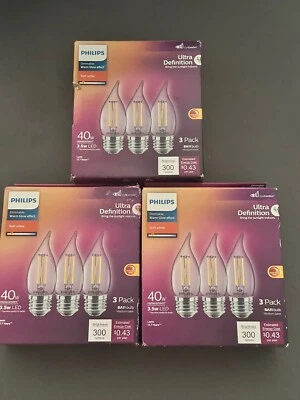 Philips 3-pk 40W BA11 LED Bent Tip Filament Bulb E26 Base 2700K - Image 1 of 2