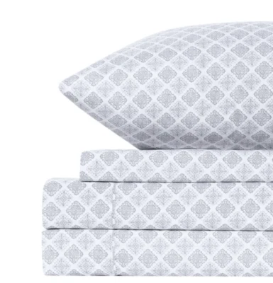 South Point Home Fashions Juego Completo de Hojas de 4 Piezas Sello Medallón Gris Foto 1 de 4