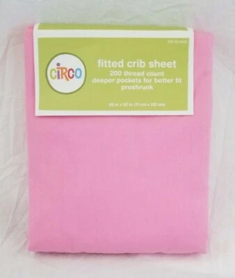 Circo 100% 纯棉粉色贴合婴儿床床单全新带盒 — 第 1/4 张图片