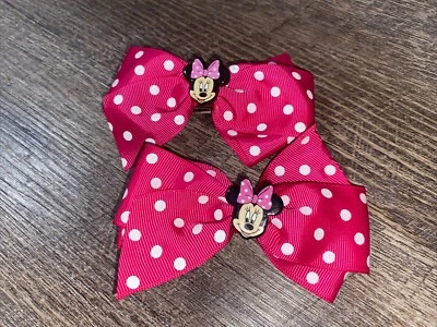 Disney Minnie Mouse Cola de Cerdo Día de San Valentín Juego de Moño de Pelo Cumpleaños Foto 1 de 3