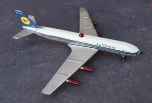 Vintage Gama Lufthansa Boeing 707 Jet Clipper Metal Airplane Intercontinental - Picture 1 of 15
