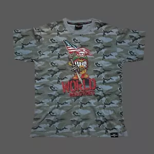 2000er World Industries Flame Boy T-Shirt T-Shirt Camouflage Druck L - Bild 1 von 4