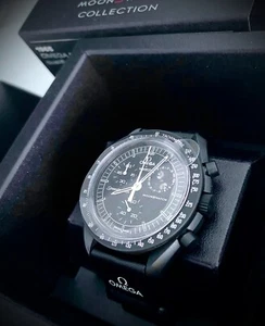 OMEGA X SWATCH SpeedMaster MoonSwatch MISSION TO MOONPHASE-NEW MOON AUTHENTIC! - Picture 1 of 19