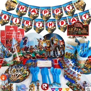 16 Set Roblox Party Supplies Balloons Banner Topper Birthday Party Decoration - Picture 1 of 2