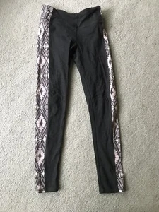 Womens American Eagle Outfitters Dark Grey Leggings with Print Side Panel Size S - Picture 1 of 4
