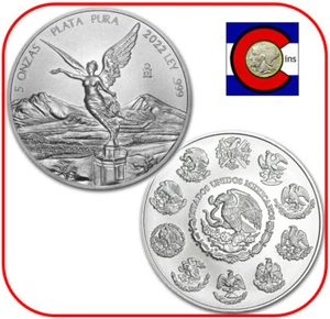 2022 Mexico BU Silver Libertad 5 oz Coin in direct fit capsule - Picture 1 of 3