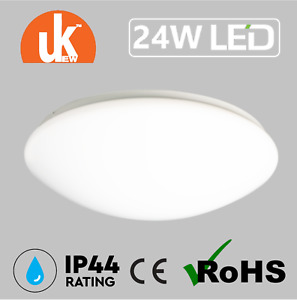 LED Bulkhead Lights 24W Large Frosted Flush Ceiling Wall Dome IP44 Bathroom Lamp