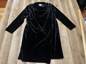 Joan Vass Dress, Women's Size Large Petite, Black Velvet, Long Sleeve - Picture 1 of 7