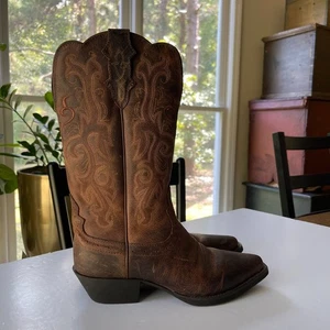 NEW Women's JUSTIN Mckayla 12" Brown Stampede Western Cowboy Boots L2561 Size 7 - Picture 1 of 6
