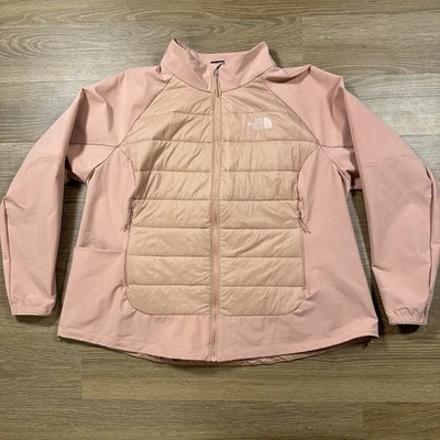 The North Face Women’s WindWall Softshell Jacket 3X Pink Full Zip Hooded Quilted - Image 1 of 4