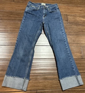 Jeans da lavoro Schmidt donna taglia 4 x 32 profondo polsino all'orlo 26" lavaggio medio preppy - Foto 1 di 17