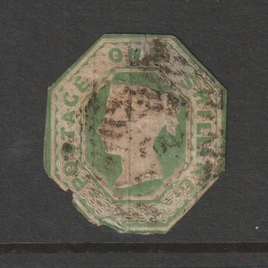 1847 QV 1s VERDE PÁLIDO "REPUJADO" EN ESTADO USADO. - Imagen 1 de 2