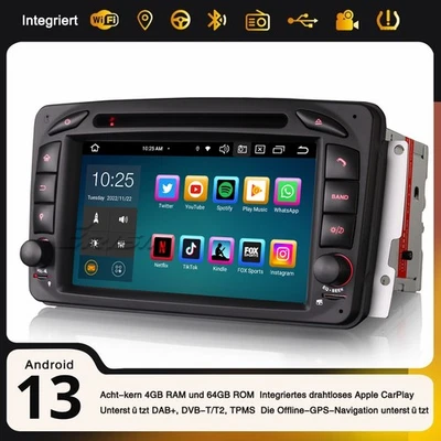 64GB Android 13 Autoradio DAB+ CarPlay Navi Mercedes C/CLK/G/A Klasse W209 Viano - Bild 1 von 4