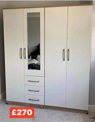 Brand New 4 Doors Combi Cupboard/Wardrobe With Drawers/Mirror Only £270  ❤️  - Image 1 of 4