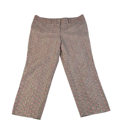 Pantalones de vestir Ann Taylor LOFT para mujer 14 beige estampado múltiple recortados Riviera Foto 1 de 4