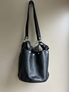 Rag and Bone Alley Pebbled Leather Bucket Bag Black 13.5x11x8in - Picture 1 of 15