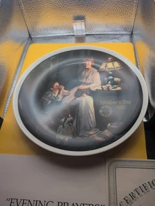 Norman Rockwell Mothers Day 1990 Plate Evening Prayers With COA - Picture 1 of 5