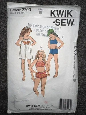 KWIK SEW COSTUME SEWING PATTERN 2700 Girls Sz 7-14 Dance Brief Crop Bikini Uncut - Image 1 of 4