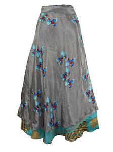 New Fair Trade Sari Silk Wrap Skirt 12 14 16 18 Hippy Boho Hippie Summer