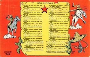 Postkarte TX: Hölle in Texas, Gedicht, Leinen verschickt 1944 - Bild 1 von 2