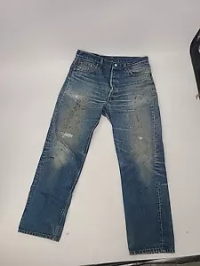 Jeans de mezclilla vintage Levis 501xx años 90 botón mosca, desgastados hechos en EE. UU. 35x33 rojos - Imagen 1 de 22