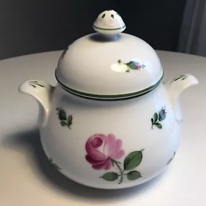 VTG 1983 Augarten Wien Viennese Rose Porcelain Sugar Bowl 5089 w/ Lid Austria - Picture 1 of 13