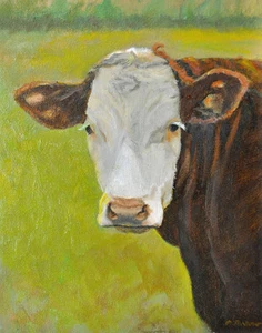 COW ART, HEREFORD COW PRINT, COW PORTRAIT, from Oil Painting by P. Tarlow - Picture 1 of 4