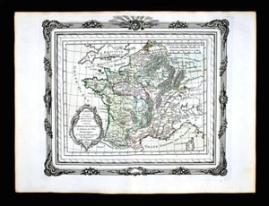 1764 Zannoni Map France 7th Century Arboriques Visogoth Ghildebert Orleans Paris - Picture 1 of 3