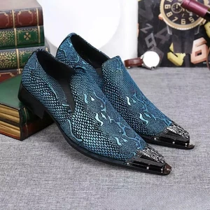 Herren Leder Formell Halbschuhe Schuhe Slipper Elegant Metall Spitz zulaufend Hochzeit Neu - Bild 1 von 13