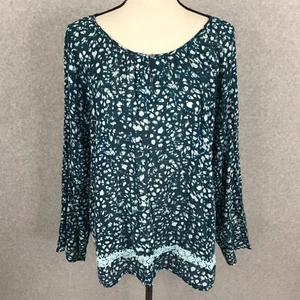 LOGO Lori Goldstein Tunic Top Blouse Size XL Semi Sheer Long Sleeve Cotton Gauze - Picture 1 of 9