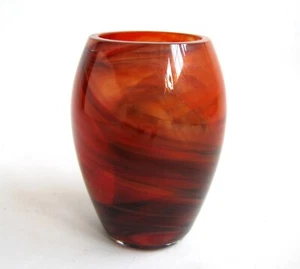 Vase Signé SOISY  pour la Verrerie LA ROCHERE Verre Rouge Marbré - Imagen 1 de 4