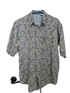 Men's Vintage Bugle Boy Company Button Up Shirt Geometric Design Large Size - Picture 1 of 7