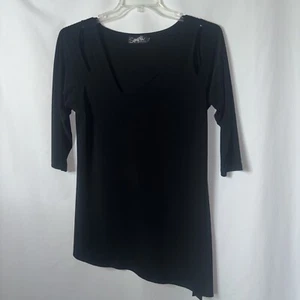 SYMPLI The Best Black Jersey Knit Peekaboo Shoulder Tunic Top Size 12 - Picture 1 of 4