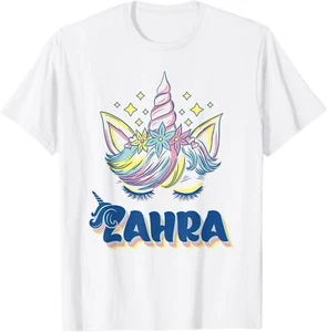 Zahra personalized custom name Rainbow Unicorn crown T-Shirt Hoodie - Picture 1 of 11