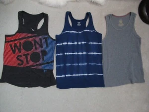 Lot of 3 Old Navy Girls Tank Tops Fitted Athletic Work Out Blue Tie Dye Gray LXL - Picture 1 of 9