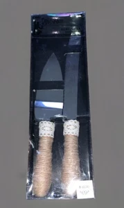 Studio His & Hers Rustic-Style Wedding Cake Knife & Server Set Jute Twine - Picture 1 of 1