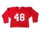 Vintage 80S Russell Athetic Football Sweatshirt Jersey Size Medium Made Usa Red
