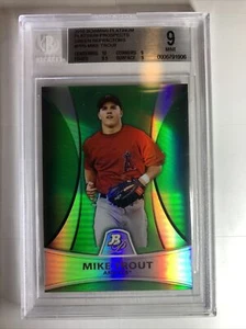 2010 Bowman MIKE TROUT RC Platinum Prospect Green Refractor graded BGS /499 Rare - Picture 1 of 5