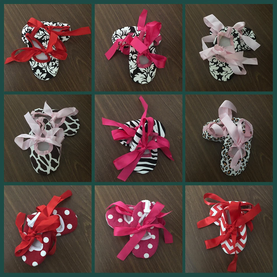 Ribbon Tie Baby Shoes Soft Ballerina Slippers Anti-Slip Newborn Infant Handmade - image 1 of 1