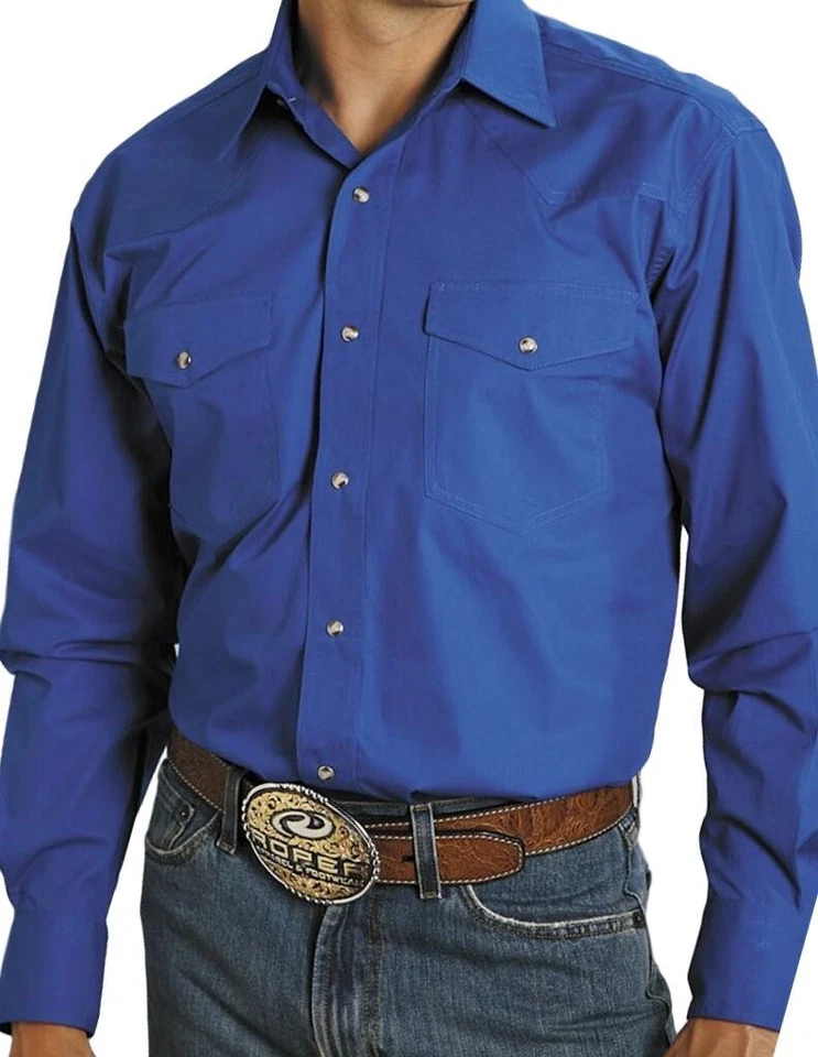 Roper Western рубашка мужская L/S Snap твердого Royal 03-001-0265-1031 BU - Изображение 1 из 1