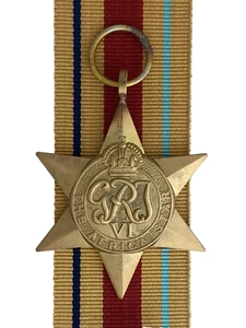 British WWII Africa Star full size replica - Solid Brass Matt Finish & Ribbon - Picture 1 of 3