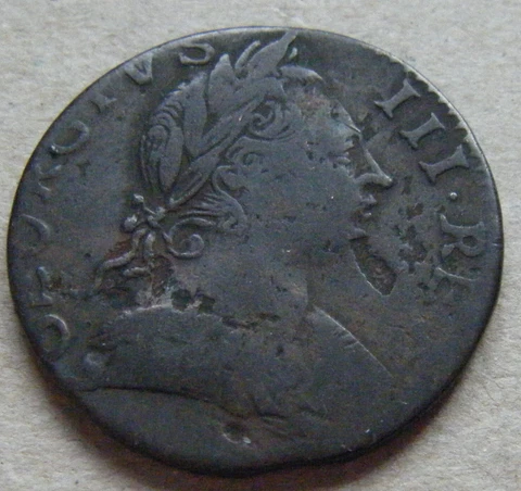 George III, colonial, non-regal or evasion halfpenny 1774 'Ski Nose' family Cover